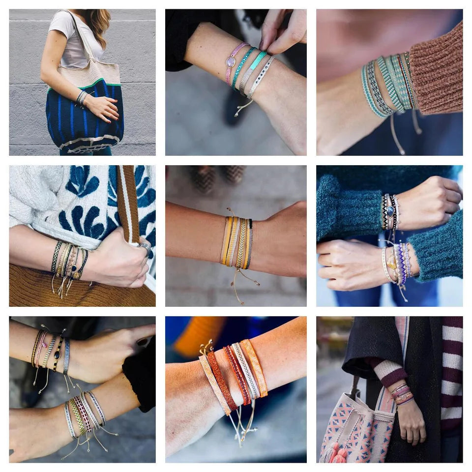 KKBEAD Wholesale Handwoven Bracelet Colombia Cloth Braided Wristband Bracelets for Women Men Gift Hippie Boho Friendship Jewelry