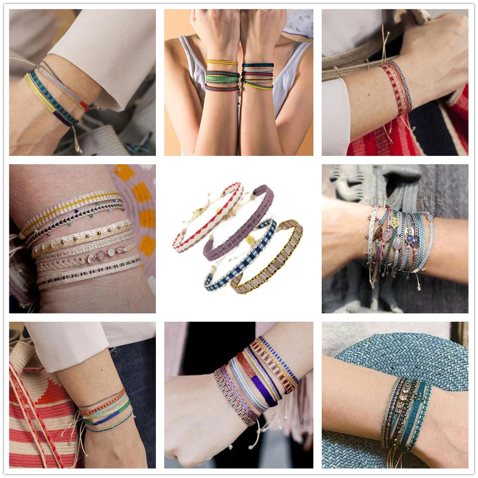 KKBEAD Wholesale Handwoven Bracelet Colombia Cloth Braided Wristband Bracelets for Women Men Gift Hippie Boho Friendship Jewelry