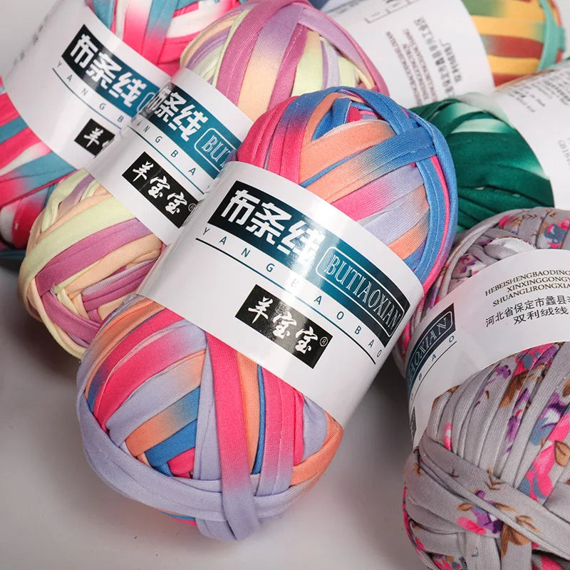 100g Tshirt Yarn Cloth Strip Crochet Thread Ball Hook Shoe Bag Cushion Floor Mat DIY Hand Woven Coarse Cloth Strip Thread