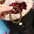 Fashion Elastic Flower Bracelet Hand Woven Rosary Wood Bead Bracelet Natural Sandalwood Lucky Bracelet Luxury For Women